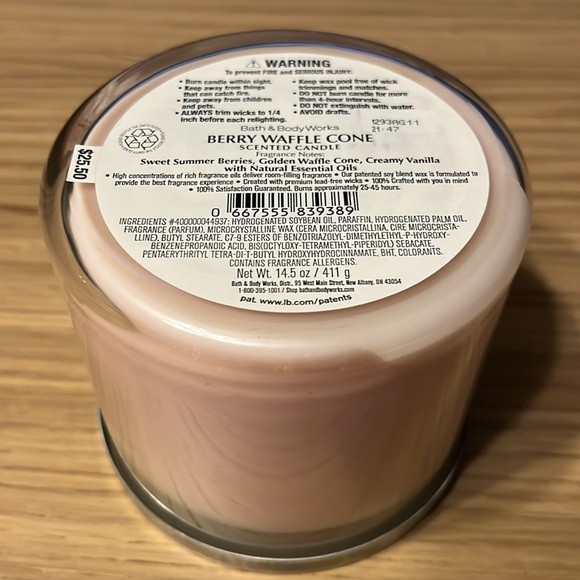 Bath & Body Works 3 Wick Candle. Berry Waffle Cone. - Picture 3 of 3
